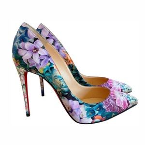 Christian Louboutin Pigalle Follies Floral Flower Power Satin 100mm Pumps